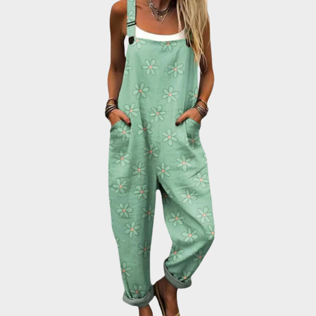 Salopette Clémence — Fleurs pastel bohème lumineuse