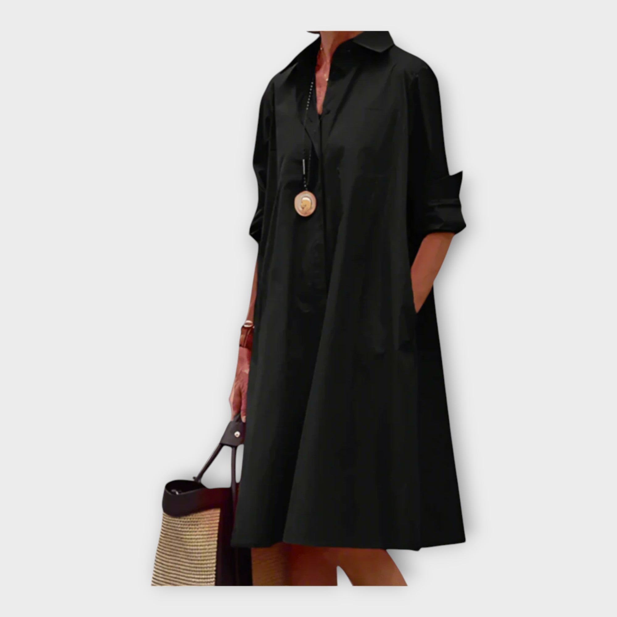 Robe polo élégante en tissu premium Noir