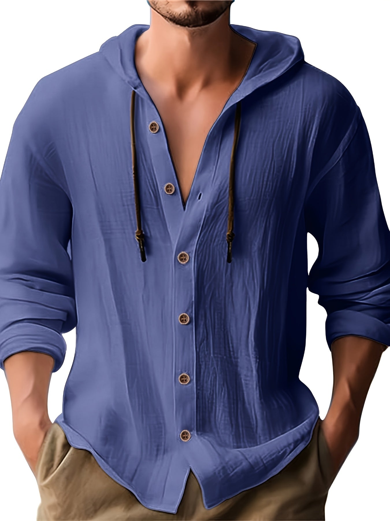 HOODED LINEN SHIRT FOR MEN
