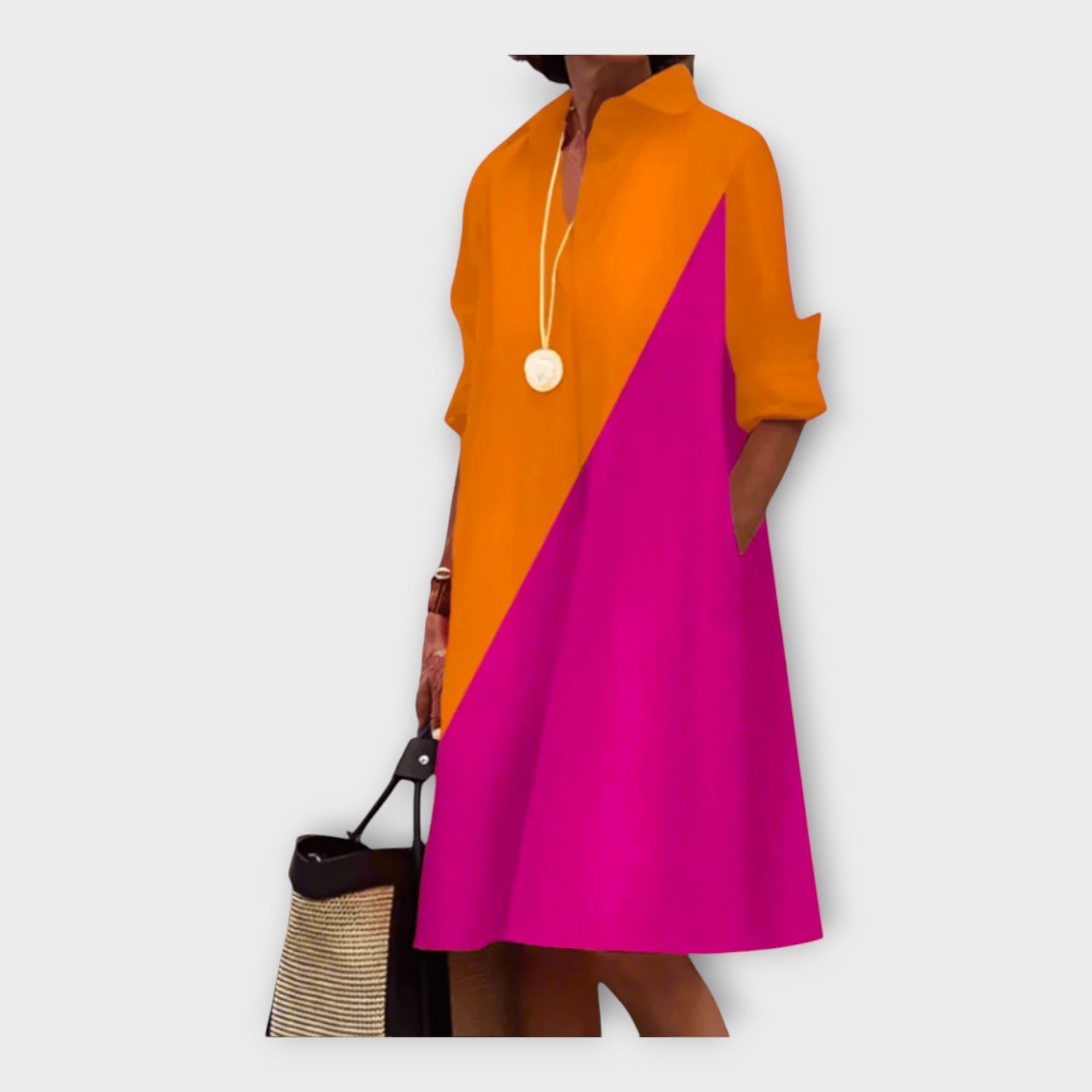 Robe polo élégante en tissu premium Orange et rose