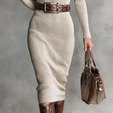 Julia | Robe mi-longue ajustée en maille