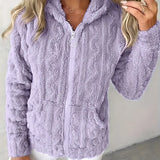 Marie | Sweat zippé à capuche en maille torsadée