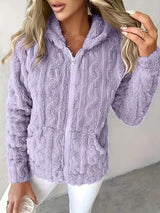 Marie | Sweat zippé à capuche en maille torsadée