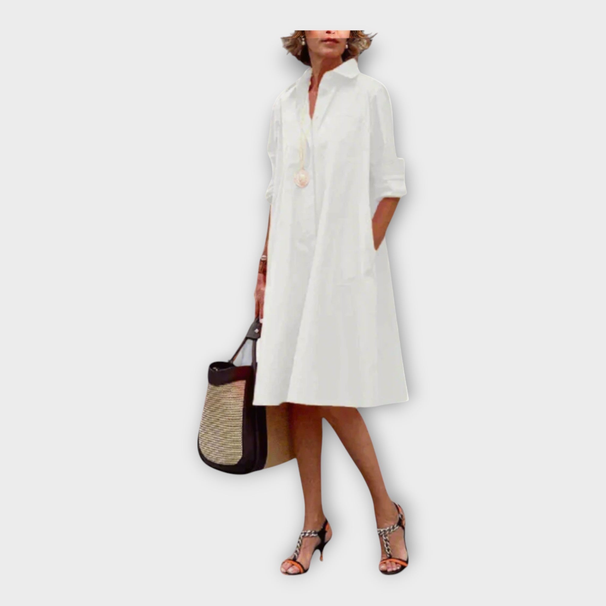Robe polo élégante en tissu premium Blanc
