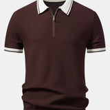 Ensemble Améline — polo zippé en maille contrastante & pantalon fuselé coupe slim