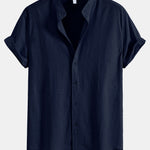 Chemise en lin à col officier