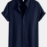 Chemise en lin à col officier