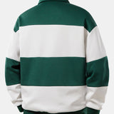 Ensemble — sweat polo color block à imprimé Los Angeles & pantalon rayé à ourlet fendu