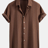 Ensemble — chemise jacquard à losanges géométriques & short à cordon en lin mélangé