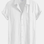 Chemise boutonnée en lin à poche