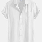Chemise boutonnée en lin à poche