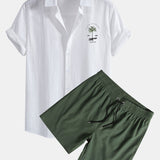 Ensemble — chemise en lin et coton à imprimé palmiers California & short de bain