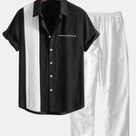 Ensemble — chemise en lin contrastant & pantalon en lin à jambe droite