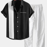 Ensemble — chemise en lin contrastant & pantalon en lin à jambe droite