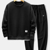 Ensemble — sweat gaufré 2 en 1 à col rond & pantalon de jogging gaufré à cordon