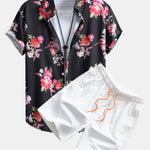 Ensemble — chemise à imprimé floral peint & short de bain mi-long à cordon
