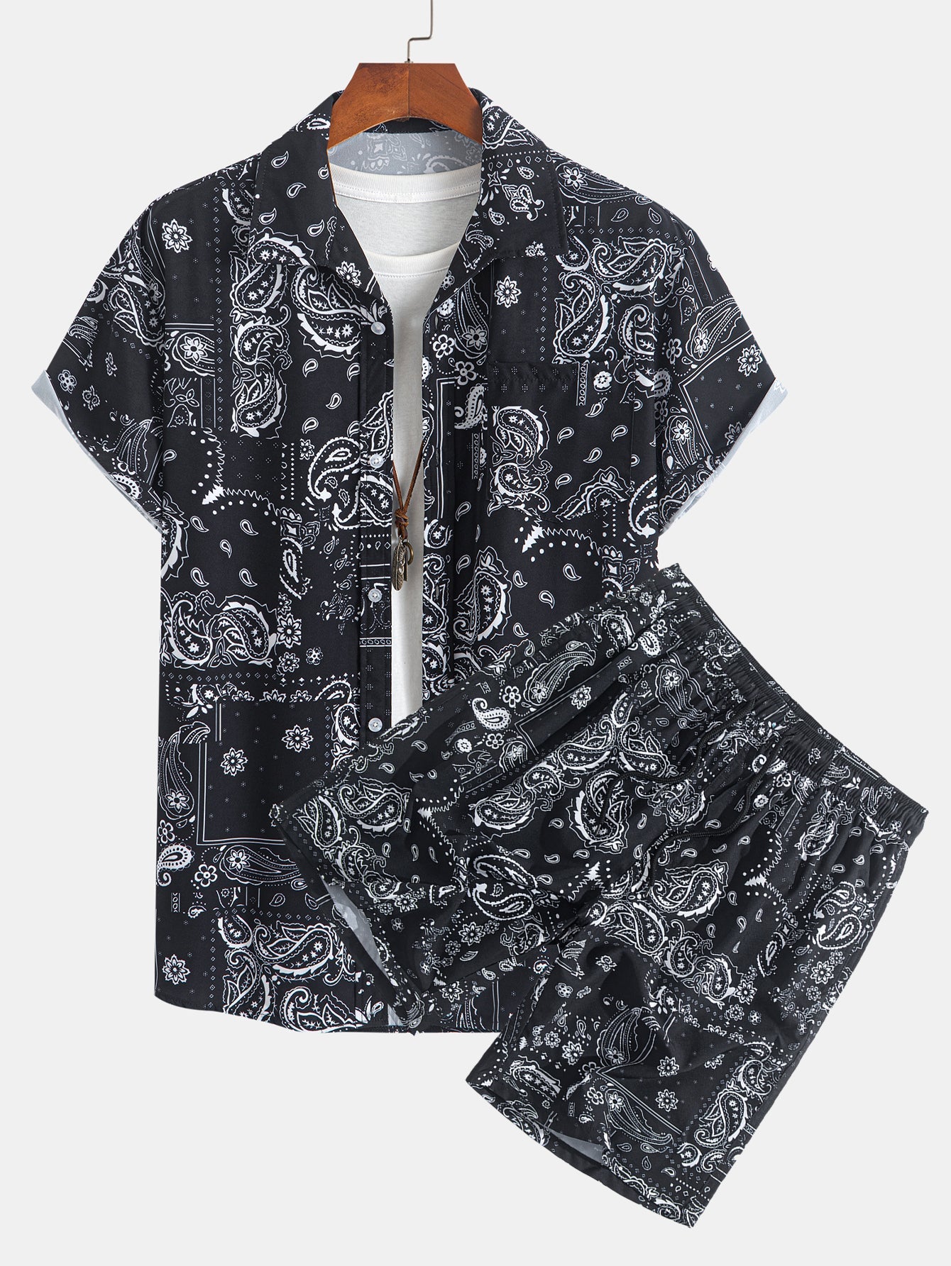 Ensemble — chemise à imprimé paisley & short de bain à cordon