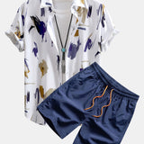 Ensemble — chemise à imprimé coups de pinceau & short de bain