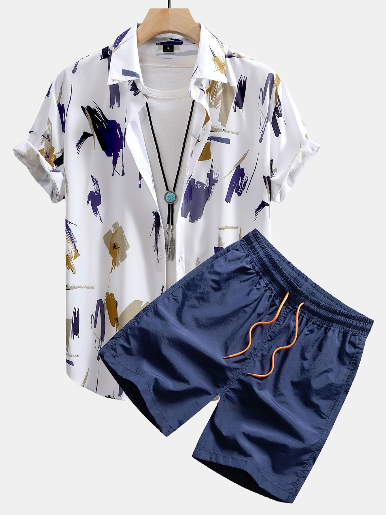 Ensemble — chemise à imprimé coups de pinceau & short de bain