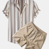 Ensemble — chemise texturée rayée & short texturé froissé à cordon