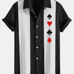 Chemise bowling patchwork en lin à imprimé poker