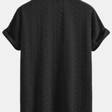 Ensemble — chemise cubaine jacquard à damier floral & pantalon en lin