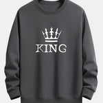 Ensemble — sweat à col rond coupe décontractée à imprimé couronne & pantalon de jogging