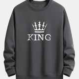 Ensemble — sweat à col rond coupe décontractée à imprimé couronne & pantalon de jogging