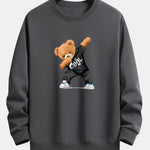 Ensemble — sweat à col rond coupe décontractée à imprimé ours & pantalon de jogging