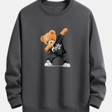 Ensemble — sweat à col rond coupe décontractée à imprimé ours & pantalon de jogging