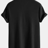Ensemble — polo gaufré à col V & short gaufré en maille à cordon