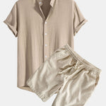 Ensemble — chemise en lin et viscose & short à cordon en lin et coton