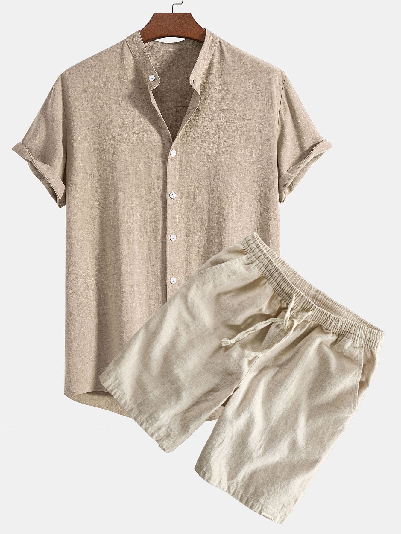 Ensemble — chemise en lin et viscose & short à cordon en lin et coton