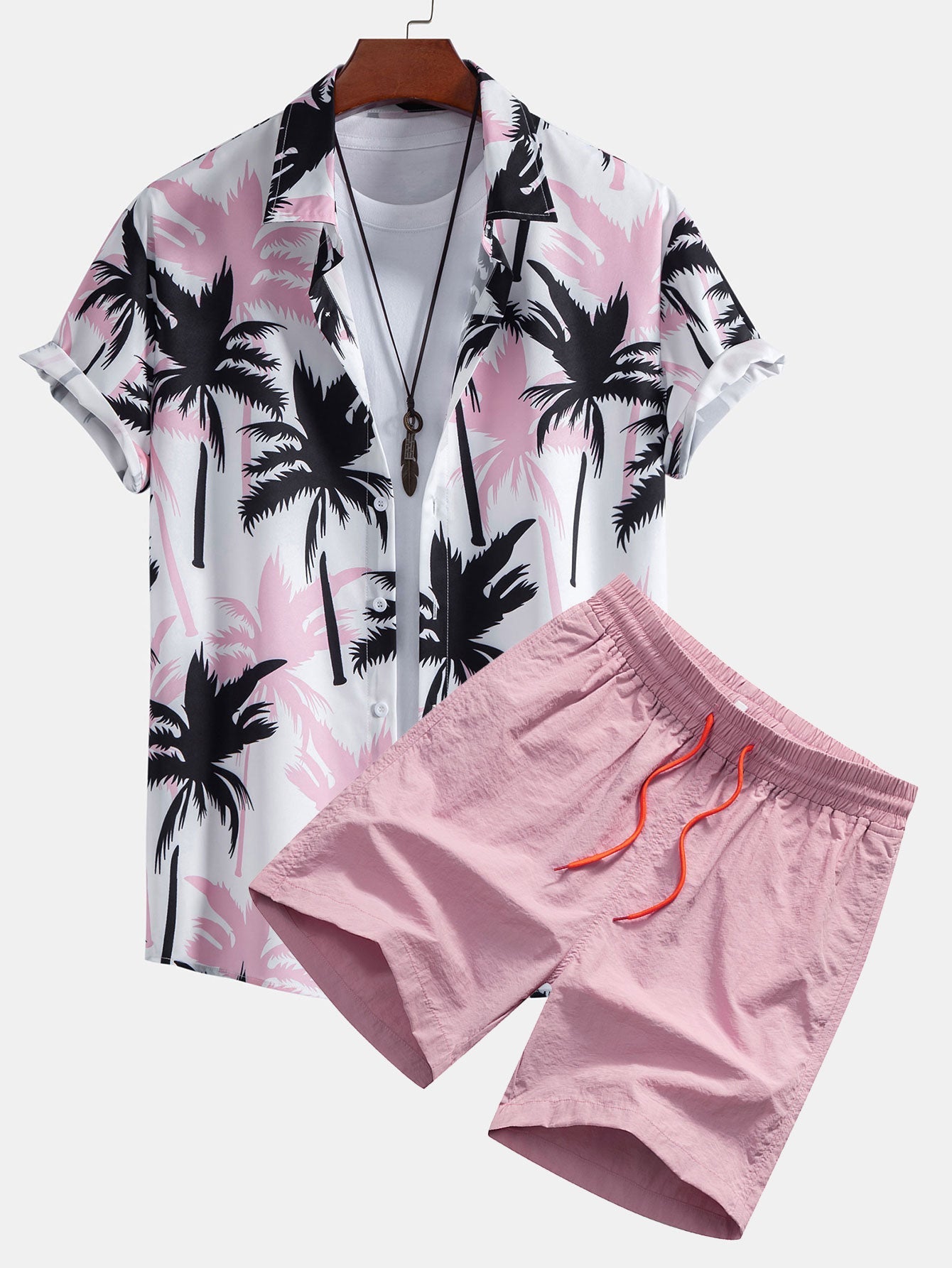 Ensemble Apolline — chemise à imprimé palmiers & short de bain