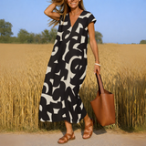 Margaux | Robe fluide imprimée à col V
