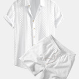 Ensemble — chemise jacquard à losanges géométriques & short texturé froissé à cordon