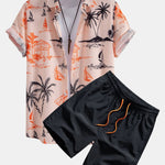 Ensemble — chemise à imprimé tropical & short de bain à cordon