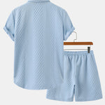 Ensemble — chemise jacquard à losanges géométriques & short à cordon