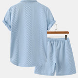 Ensemble — chemise jacquard à losanges géométriques & short à cordon