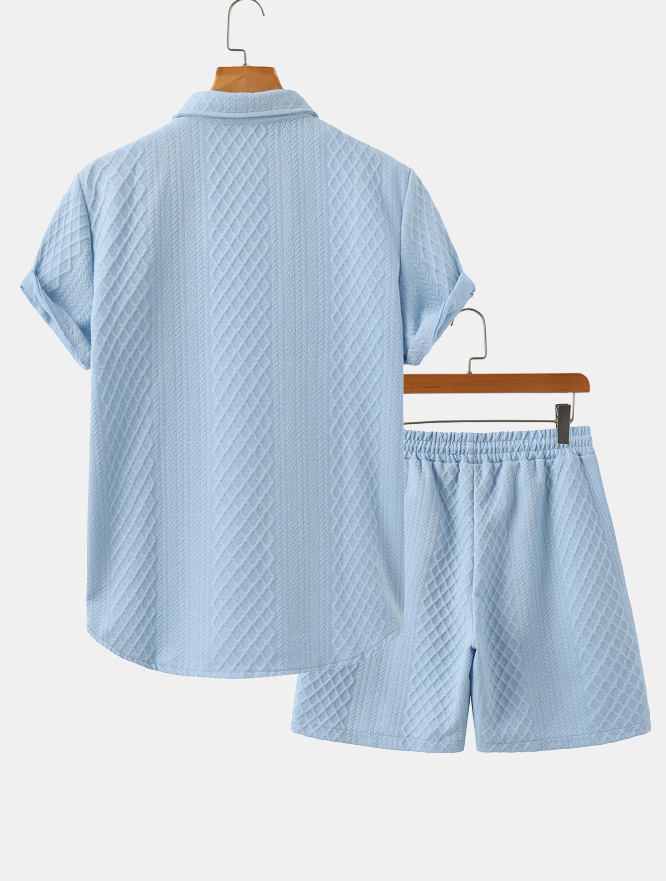 Ensemble — chemise jacquard à losanges géométriques & short à cordon