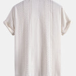 Ensemble — chemise jacquard géométrique à col cubain & short texturé froissé à cordon