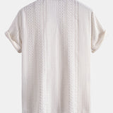 Ensemble — chemise jacquard géométrique à col cubain & short texturé froissé à cordon