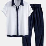 Ensemble Capucine — chemise côtelée contrastante & pantalon côtelé à jambe droite