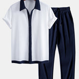 Ensemble Capucine — chemise côtelée contrastante & pantalon côtelé à jambe droite