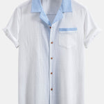 Ensemble — chemise cubaine texturée contrastante & pantalon à jambe droite