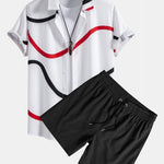 Ensemble Améline — chemise à imprimé linéaire & short de bain