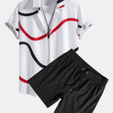 Ensemble Améline — chemise à imprimé linéaire & short de bain