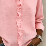Huguette | Blouse raffinée à col V volanté