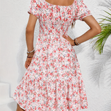 Maëlle | Robe d'été à taille smockée et col carré