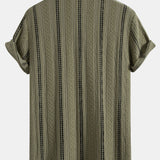 Ensemble — chemise jacquard rayée géométrique & short texturé froissé à cordon